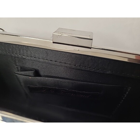 LuLu Townsend Black Evening Cocktail Bag Sequin Clutch Silver Chain Strap - Picture 11 of 11